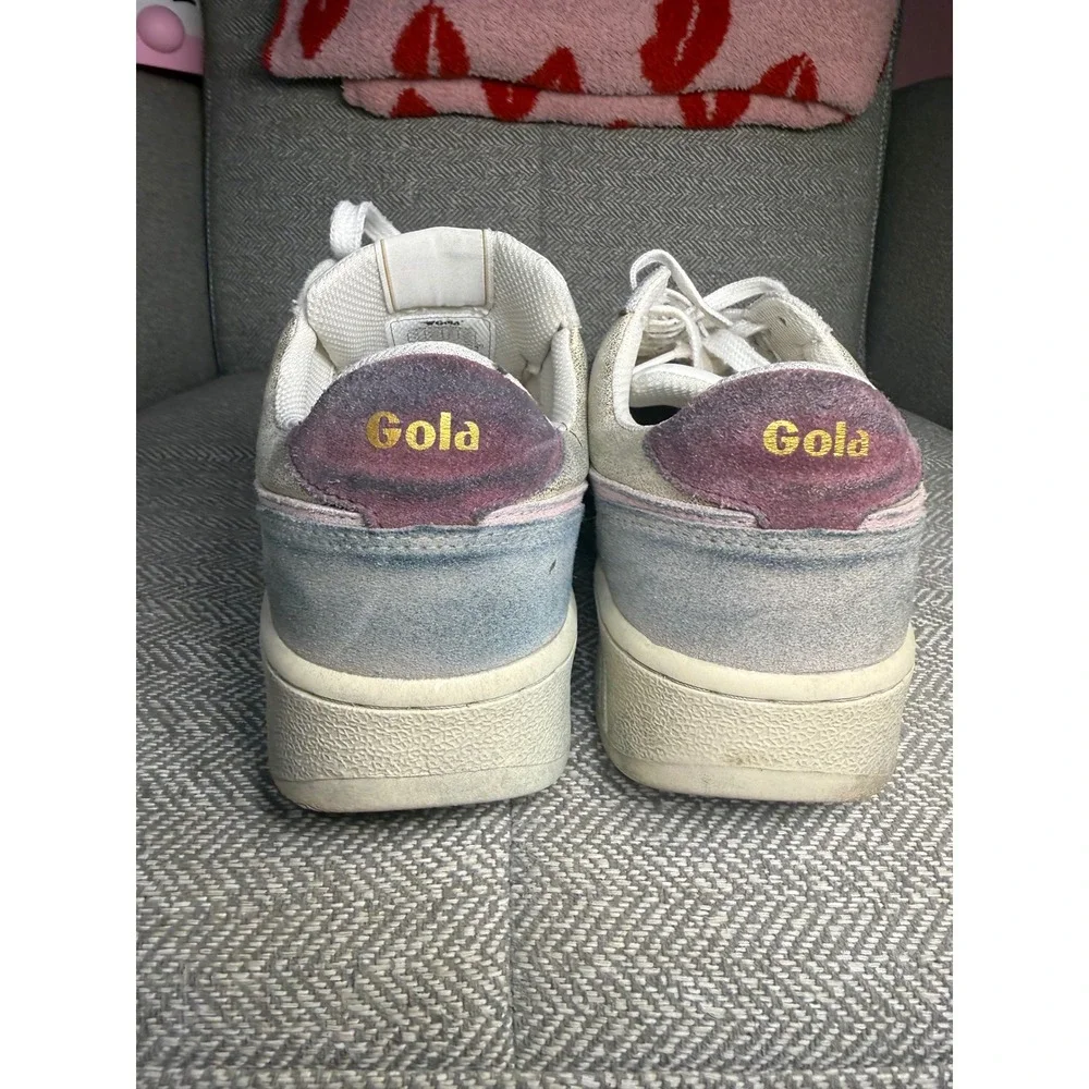 Gola Superslam Blaze Metallic Gold Pastel Sneakers CLB334 Womens 9.5 Low Top